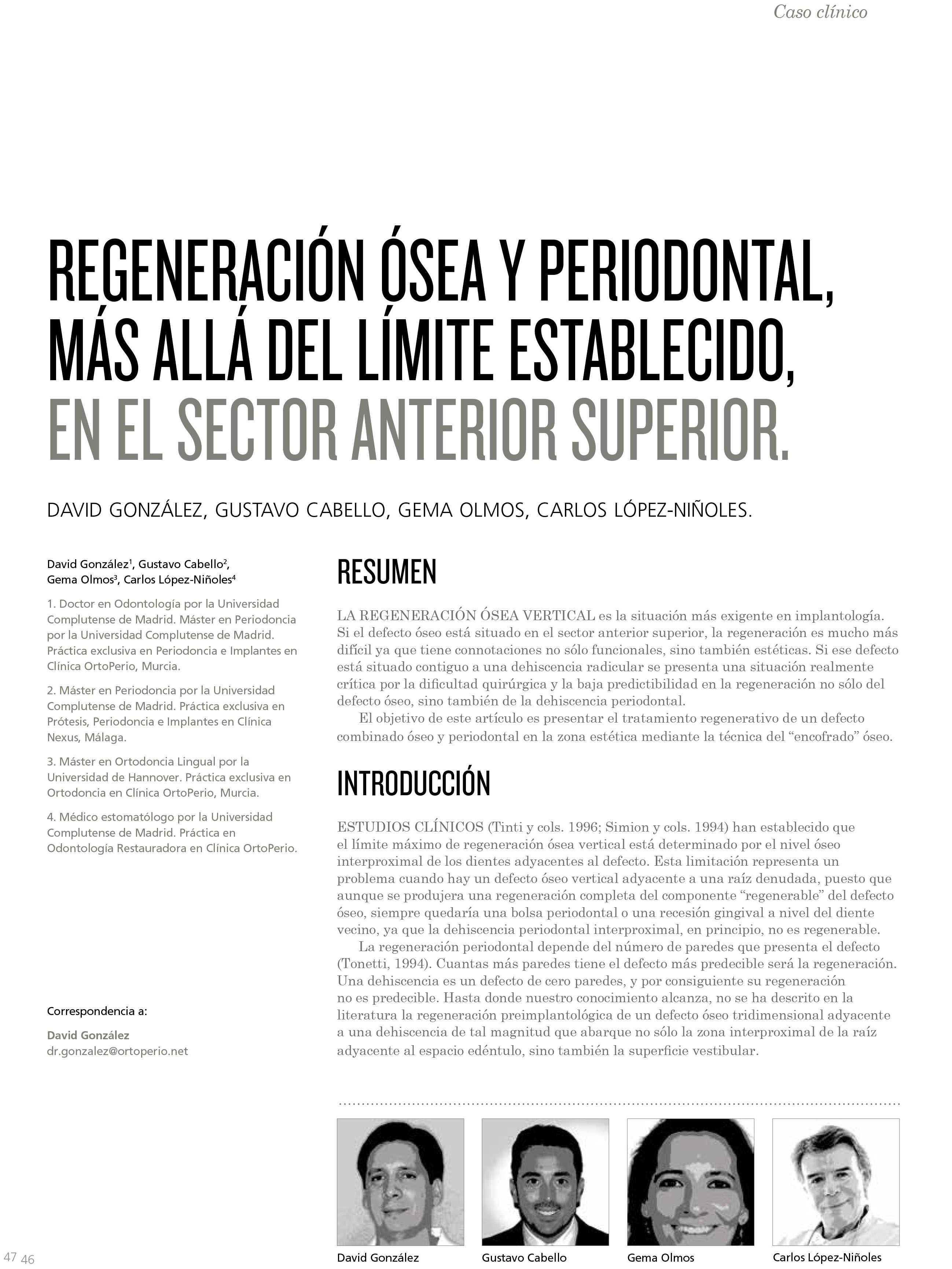 Nueva Publicación del Dr. David González y cols. en la revista de la Sociedad Española de Periodoncia y Osteointegración|Clínica Dental Ortoperio